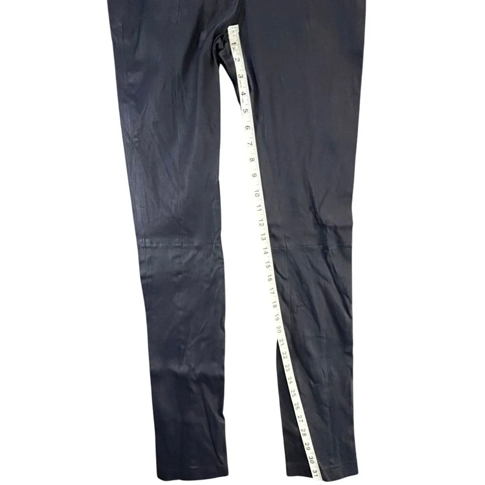 Tory Burch Ally Leather Pants Small Blue Slim Modern Classic Chic City Night Out